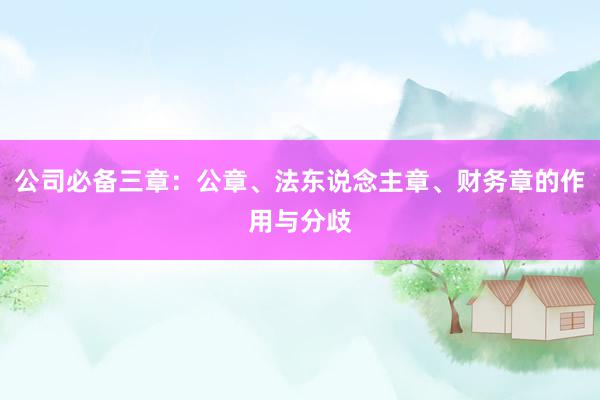 公司必备三章：公章、法东说念主章、财务章的作用与分歧