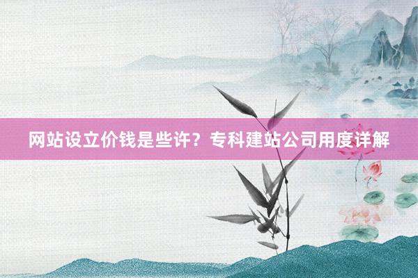 网站设立价钱是些许？专科建站公司用度详解